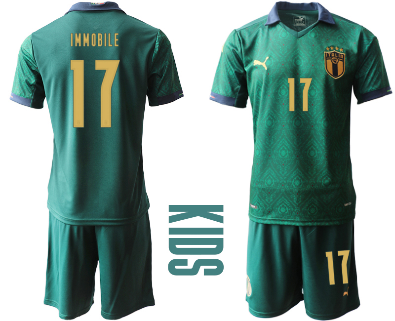 Youth 2021 European Cup Italy second away green #17 Soccer Jersey->italy jersey->Soccer Country Jersey